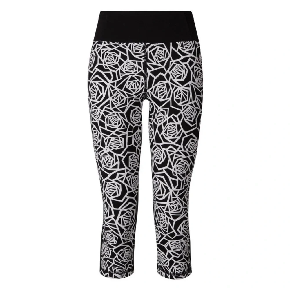 Lululemon Real Quick Crop Luxtreme Mesh Running Leggings Sz. 6 Posey Black White